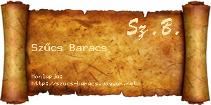 Szűcs Baracs névjegykártya
